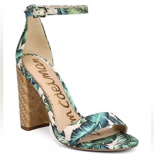 Sam Edelman Women's Yaro Palm Print Block-Heel Sandals Size 6.5